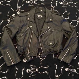 Vintage Genuine leather cropped biker jacket from Contempo Casuals